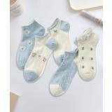 【MOSOX】ガーリー刺繍デザインコットン混アンクルソックス 5足セット | aimoha  | 詳細画像31 
