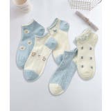 【MOSOX】ガーリー刺繍デザインコットン混アンクルソックス 5足セット | aimoha  | 詳細画像32 