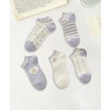 【MOSOX】ガーリー刺繍デザインコットン混アンクルソックス 5足セット | aimoha  | 詳細画像36 