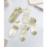 【MOSOX】ガーリー刺繍デザインコットン混アンクルソックス 5足セット | aimoha  | 詳細画像37 