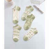 グリーン1 | 【MOSOX】ガーリー刺繍デザインコットン混アンクルソックス 5足セット | aimoha 