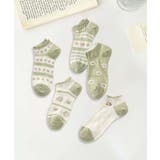 【MOSOX】ガーリー刺繍デザインコットン混アンクルソックス 5足セット | aimoha  | 詳細画像6 