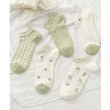 グリーン2 | 5足セット17柄【MOSOX】ガーリーデザインレーヨン混アンクルソックス  | aimoha 