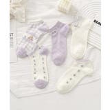 パープル3 | 5足セット17柄【MOSOX】ガーリーデザインレーヨン混アンクルソックス  | aimoha 