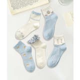 5足セット5柄【MOSOX】ガーリーデザイン刺繍入りコットン混ソックス | aimoha  | 詳細画像9 