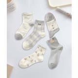 5足セット5柄【MOSOX】ガーリーデザイン刺繍入りコットン混ソックス | aimoha  | 詳細画像10 