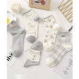 グレー | 5足セット5柄【MOSOX】ガーリーデザイン刺繍入りコットン混ソックス | aimoha 