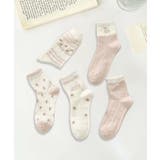 5足セット5柄【MOSOX】ガーリーデザイン刺繍入りコットン混ソックス | aimoha  | 詳細画像14 