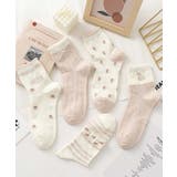 ピンク2 | 5足セット5柄【MOSOX】ガーリーデザイン刺繍入りコットン混ソックス | aimoha 