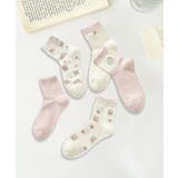 5足セット5柄【MOSOX】ガーリーデザイン刺繍入りコットン混ソックス | aimoha  | 詳細画像5 