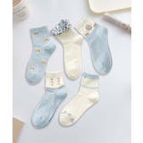 5足セット5柄【MOSOX】ガーリーデザイン刺繍入りコットン混ソックス | aimoha  | 詳細画像7 
