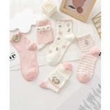 ピンク1 | 5足セット12タイプ【MOSOX】ガーリーデザインレーヨン混ソックス  | aimoha 