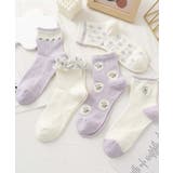パープル2 | 5足セット12タイプ【MOSOX】ガーリーデザインレーヨン混ソックス  | aimoha 