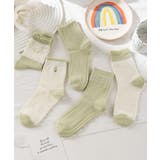 グリーン | 5足セット5柄【MOSOX】ガーリー配色デザインコットン混ソックス | aimoha 