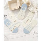 ブルー1 |  5足セット5柄【MOSOX】ガーリーデザインコットン混アンクルソックス | aimoha 