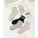 ミックス | 6足セット【MOSOX】ラインデザインレーヨン混ソックス | aimoha 
