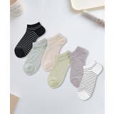 6足セット【MOSOX】シルク混細ボーダーアンクルソックス | aimoha  | 詳細画像2 