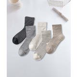 5足セット【MOSOX】細ボーダーデザインシルク混ソックス | aimoha | 詳細画像3