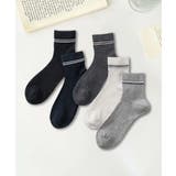 5足セット【MOSOX】ラインデザインシルク混ソックス | aimoha  | 詳細画像4 