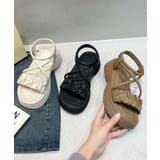 【shoes 365】クロスストラップギャザーデザイン厚底サンダル | aimoha  | 詳細画像5 