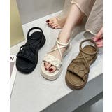 【shoes 365】クロスストラップギャザーデザイン厚底サンダル | aimoha  | 詳細画像6 