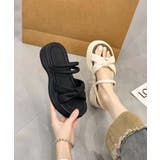 【shoes 365】リボンデザインダブルストラップ厚底サンダル | aimoha | 詳細画像6