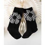 チェック柄大きな花ソックス | aimoha  | 詳細画像1 