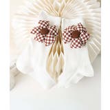 ホワイト1 | チェック柄大きな花ソックス | aimoha 