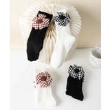 チェック柄大きな花ソックス | aimoha  | 詳細画像2 