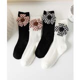 チェック柄大きな花ソックス | aimoha  | 詳細画像12 