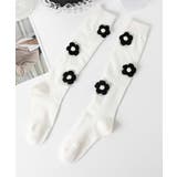 ホワイト2 | [2025 MOSOX NEW COLLECTION]3Dフラワーハイソックス | aimoha 
