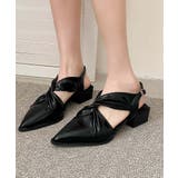 ブラック | メタリッククロスリボンサンダル | aimoha 