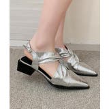 シルバー | メタリッククロスリボンサンダル | aimoha 