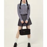 グレー | HOOK for girls 刺繍ワンポイント フレンチガーリーカーディガン | HOOK