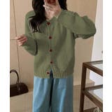 グレー | ハートボタンモコモコニットカーディガン | aimoha 