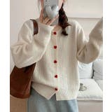 ハートボタンモコモコニットカーディガン | aimoha  | 詳細画像1 