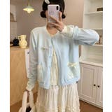 ライトブルー | HOOK for girls ドットポケット配色カーディガン | HOOK