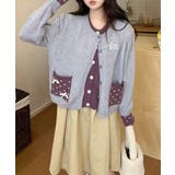 グレー | HOOK for girls ドットポケット配色カーディガン | HOOK
