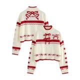 レッド | 【HOOK】for girls リボン模様ジップニット【AW】 | HOOK