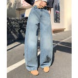 ブルー | ヴィンテージルック・ルーズワイドデニムパンツ レディース | aimoha