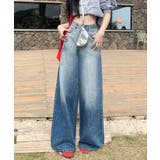 デニム ジーンズ グラデーションウォッシュ・ハイウエストワイドデニムパンツ | aimoha | 詳細画像9