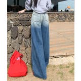 デニム ジーンズ グラデーションウォッシュ・ハイウエストワイドデニムパンツ | aimoha | 詳細画像3