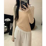 ベージュ | 重ね着風ロング袖カットソー | aimoha