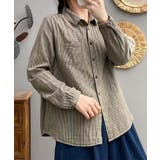 ストライプチェックコットンオーバーシャツ | aimoha | 詳細画像10