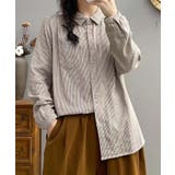 ストライプチェックコットンオーバーシャツ | aimoha  | 詳細画像21 