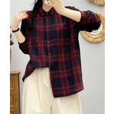 ストライプチェックコットンオーバーシャツ | aimoha  | 詳細画像34 