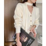 オフホワイト | ストール付きフェミニンカーディガン【AW】 | aimoha 