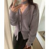 パープル | ストール付きフェミニンカーディガン【AW】 | aimoha 