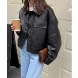 ステンカラーPUレザージャケット | aimoha | 詳細画像2