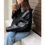 ステンカラーPUレザージャケット | aimoha | 詳細画像3